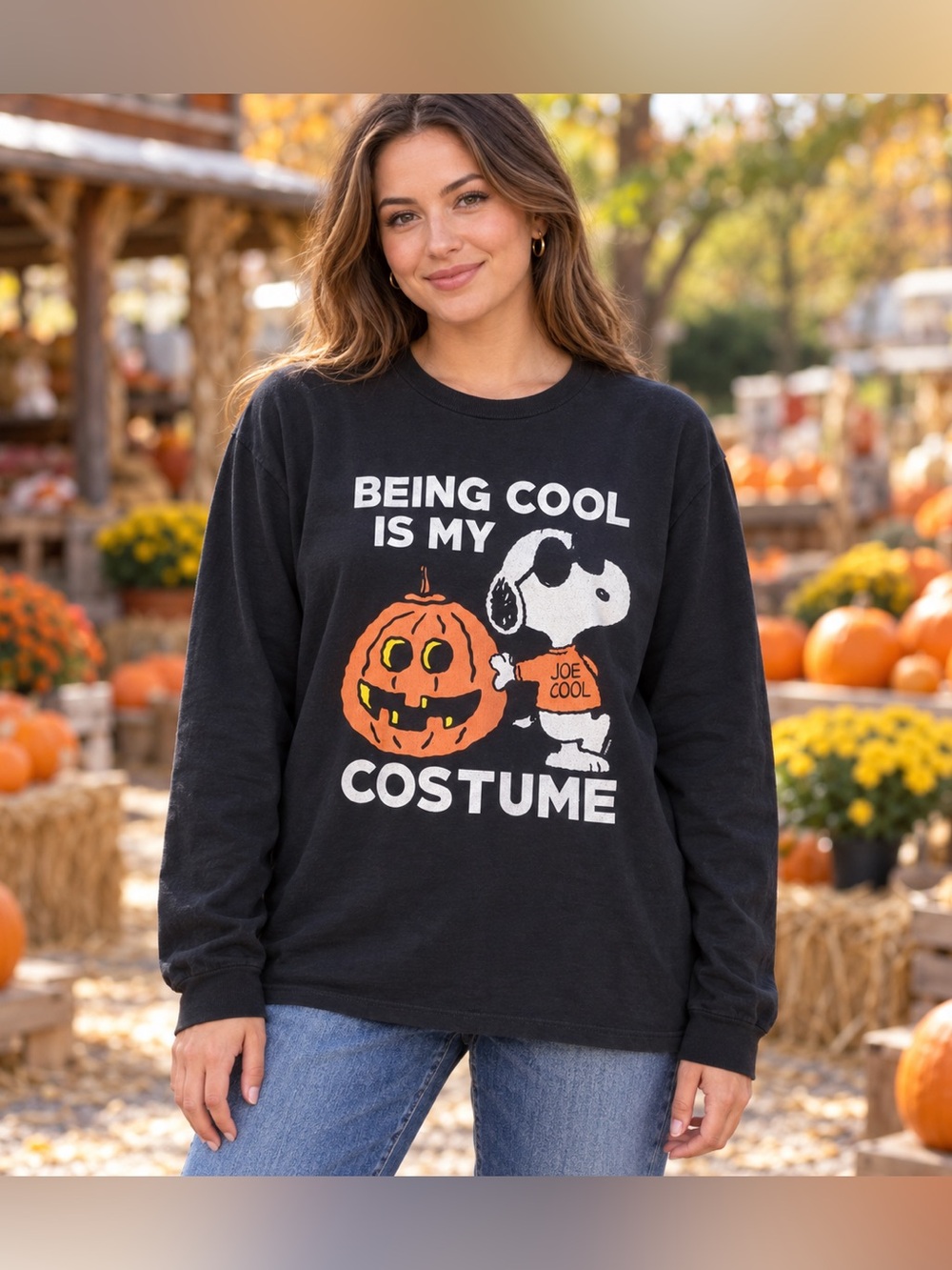 Snoopy Joe Cool Halloween Long Sleeve Graphic T-Shirt XL